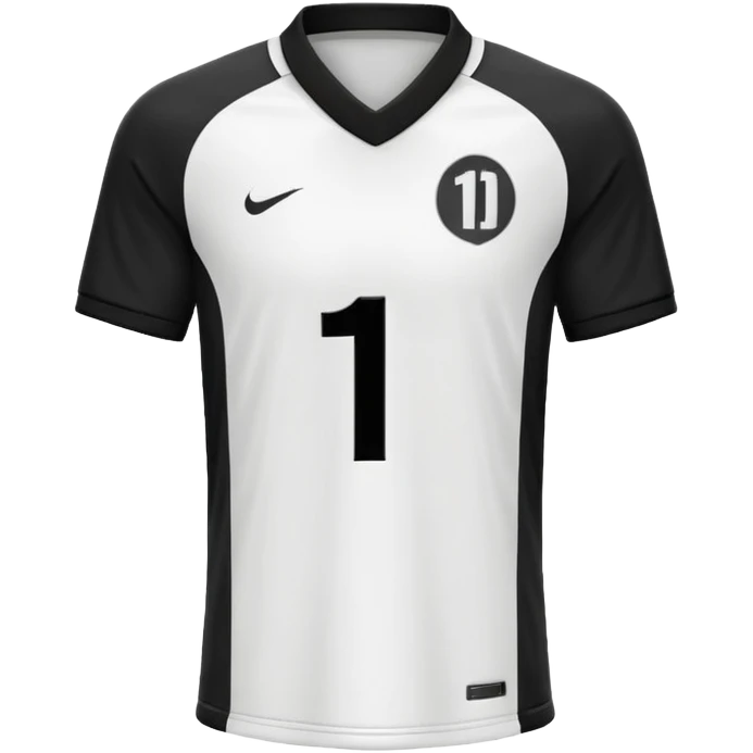 White and black soccer jersey with number 1 emoji