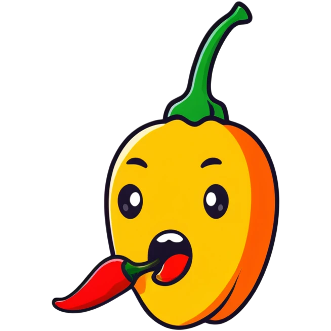face with burning red mouth, eating hot pepper emoji