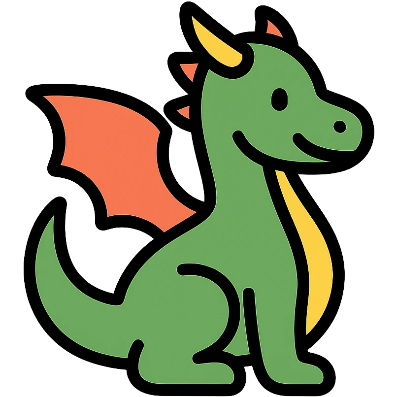 green dragon icon with color outline emoji