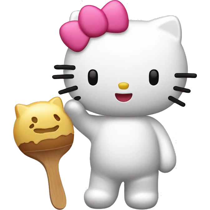 hello kitty saltando en una pata y con una mano en la cabeza emoji