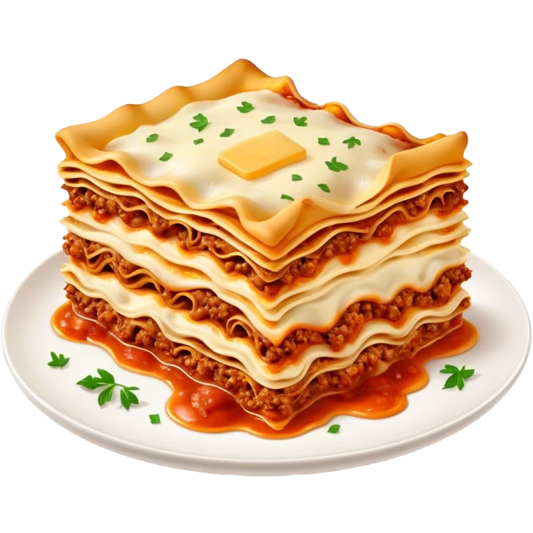 Lasagne alla Bolognese Cinematic Realistic Lasagne alla Bolognese Dish Emoji, depicted as a messy, layered pasta dish overflowing with melted cheese and rich meat sauce, rendered with hearty textures and warm, indulgent lighting. emoji