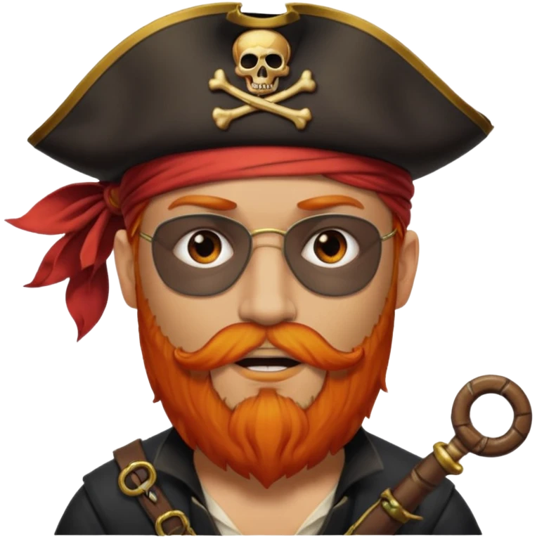 Pirata con un parche en el ojo y con barba anaranjado emoji