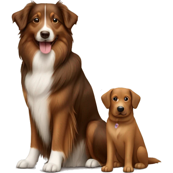 Shetland sheepdog and brown Labrador sitting emoji