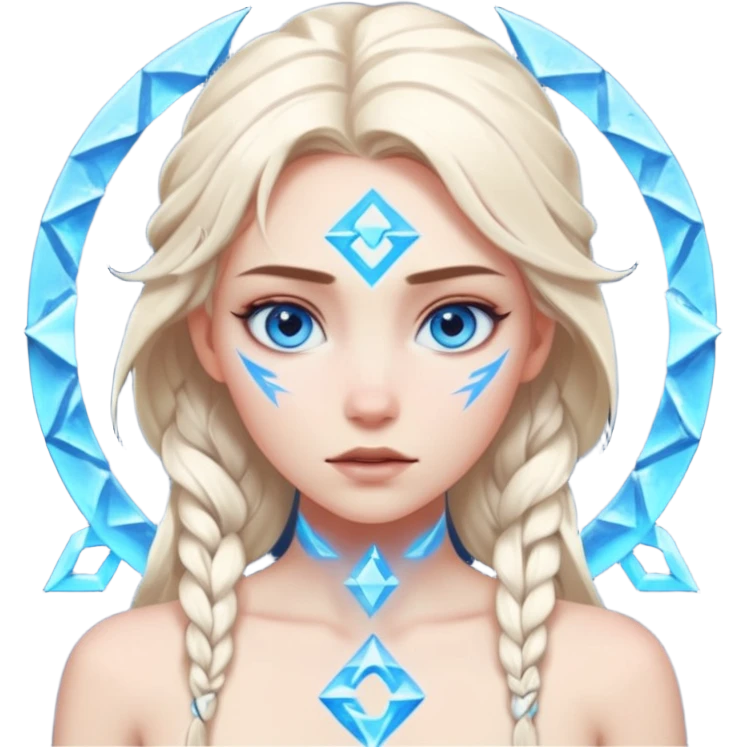 Woman frozen mid-spell, glowing runes around her body, charged silence emoji