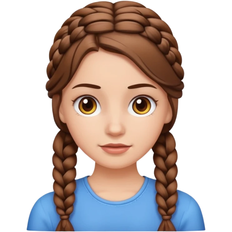 white girl with brown hair in a braid, emoji style emoji