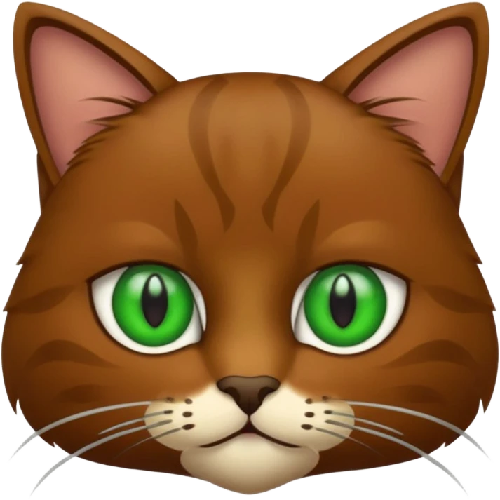 eine braune flauschige niedliche katze mit grünen augen (nicht leuch sondern matt) emoji