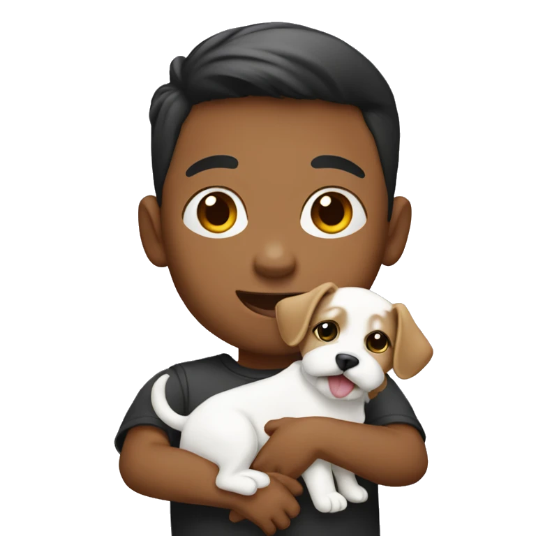 a kid holding a maltese puppy  emoji