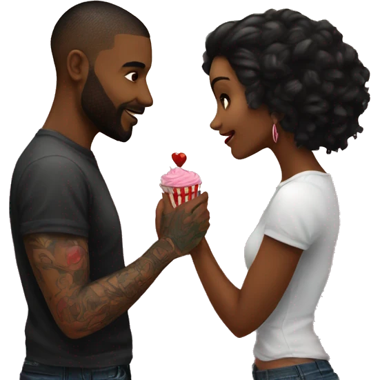 Romantic carnival date for beautiful tattooed couple emoji