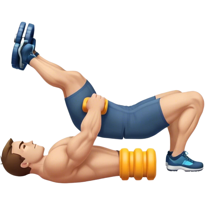 buff guy lying lats down on foam-roller emoji