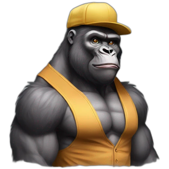Big Buff Gorilla wearing a Cap and some fancy clothes emoji