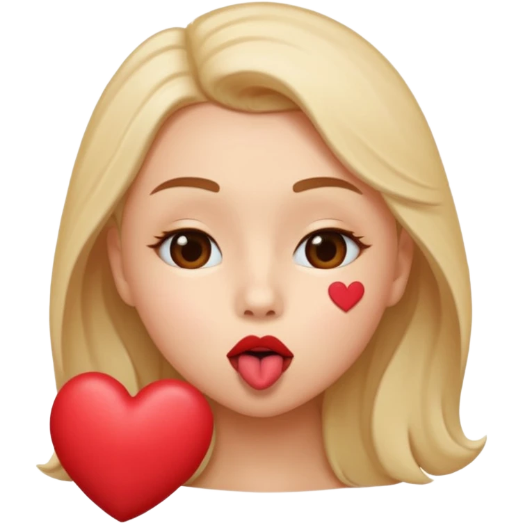 A cute circular blowing a smooch kiss with heart and little bite on the lower lip emoji