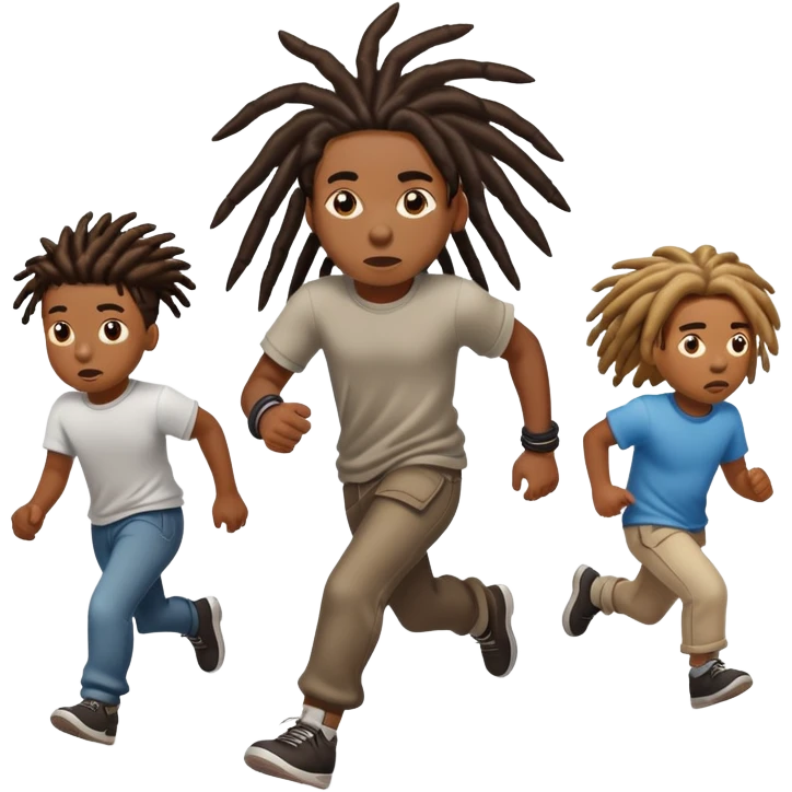 Black kid with dreads getting chased by 3 bullies emoji