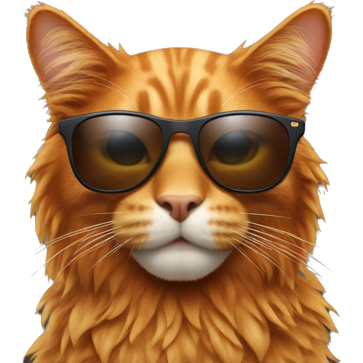 Ginger big hairy cat wearing sunglasses emoji