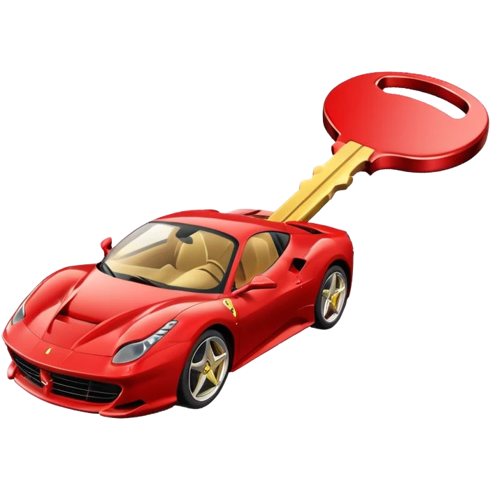 red Ferrari key with a gold background emoji
