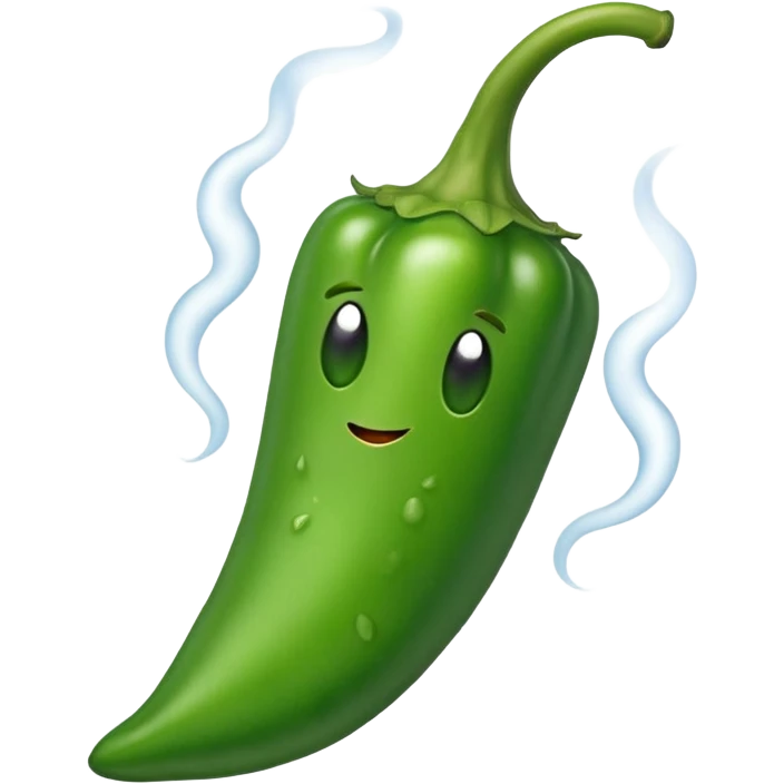 hot green pepper with steam emoji