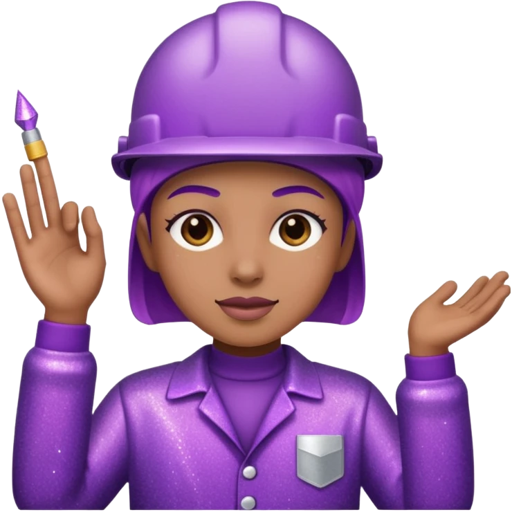 industrial worker wearing glitter purple glittery clothes emoji