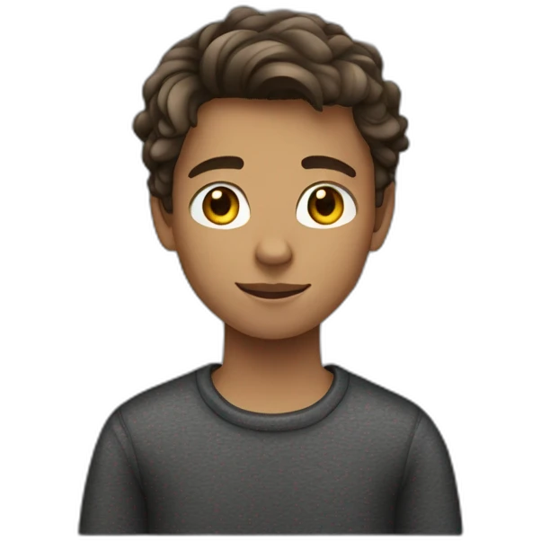 teenager boy brown wavy hair and dark gray sweater emoji