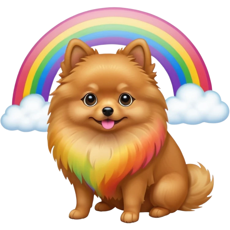  Tan Pomeranian under a rainbow emoji