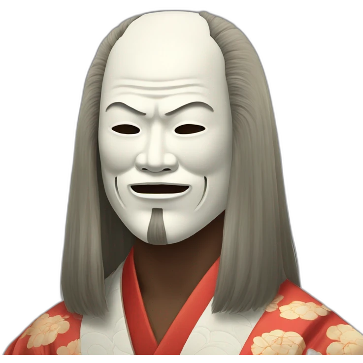 noh-mask-longhair-japanese-kimono-massive-man emoji