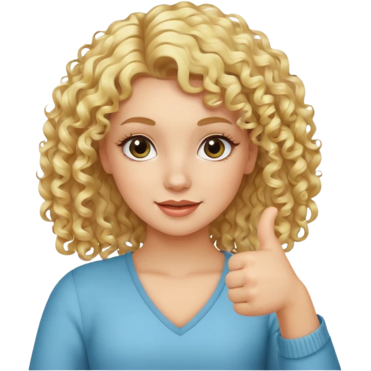 blond girl doing thumbs up sign sassy make it with curly hair and lashes emoji