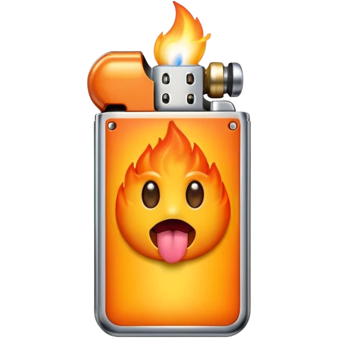 lighter with eyes and tongue as flame emoji emoji