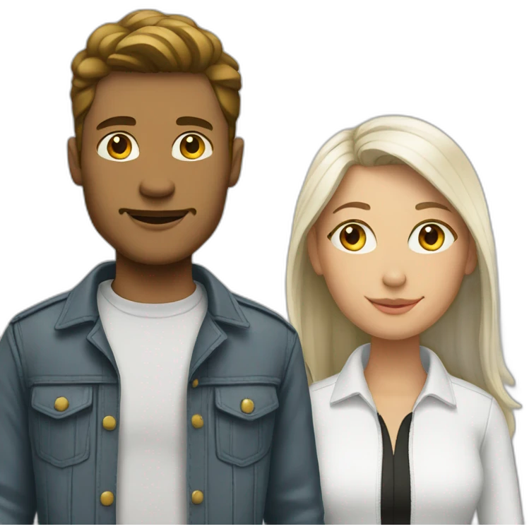 two people with different outfit white emoji
