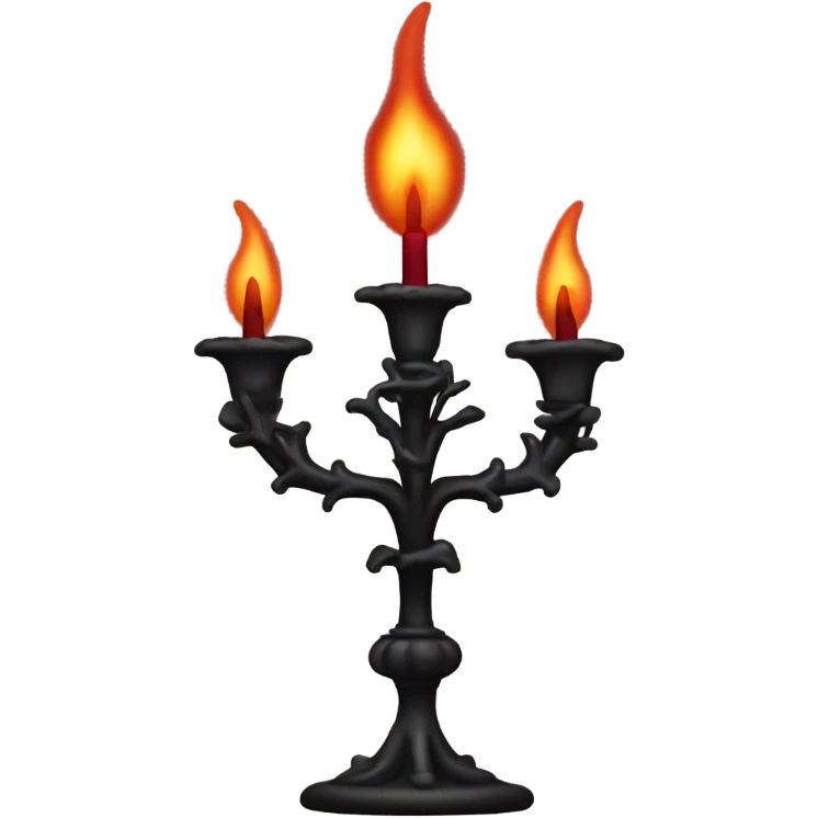 black seven-branched candelabrum with burgundy flame emoji