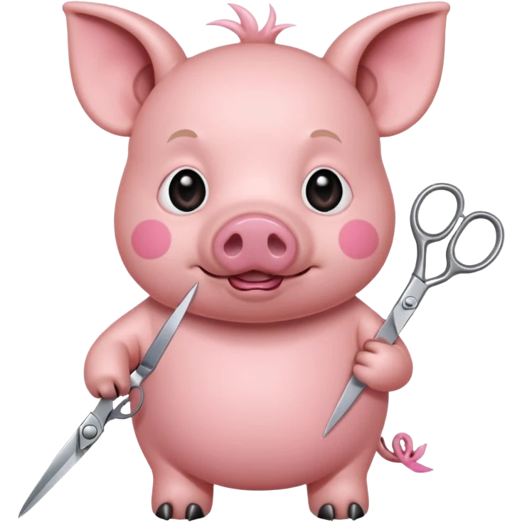 pig holding scissors emoji