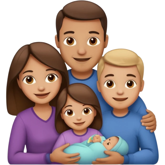 brown family with mom dad daughter son and baby emoji