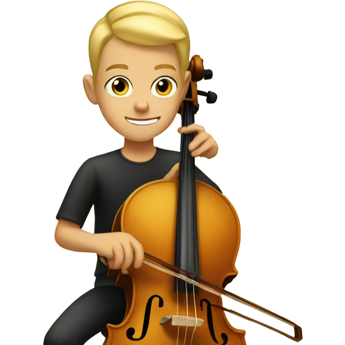 Blonde boy with buzz cut playing cello  emoji