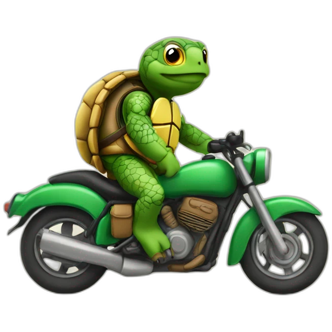 Tortue sur une moto emoji