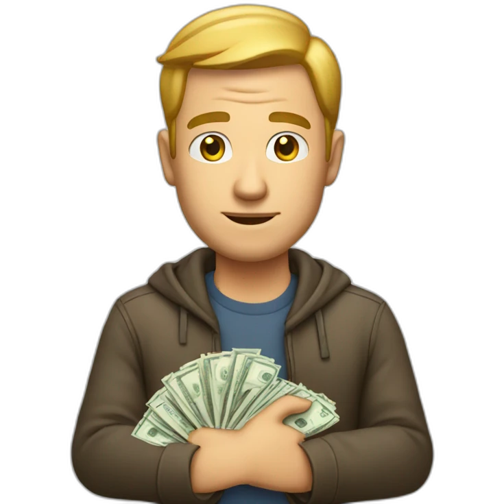 the white man holding the money emoji