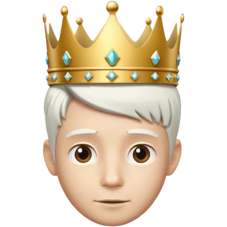 Royal latin Kid boy with wery fancy 3d crown head 3d style only face half rotate head white hair 3d face in rotate emoji