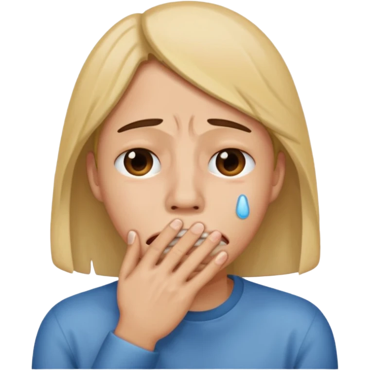 Crying covering mouth emoji