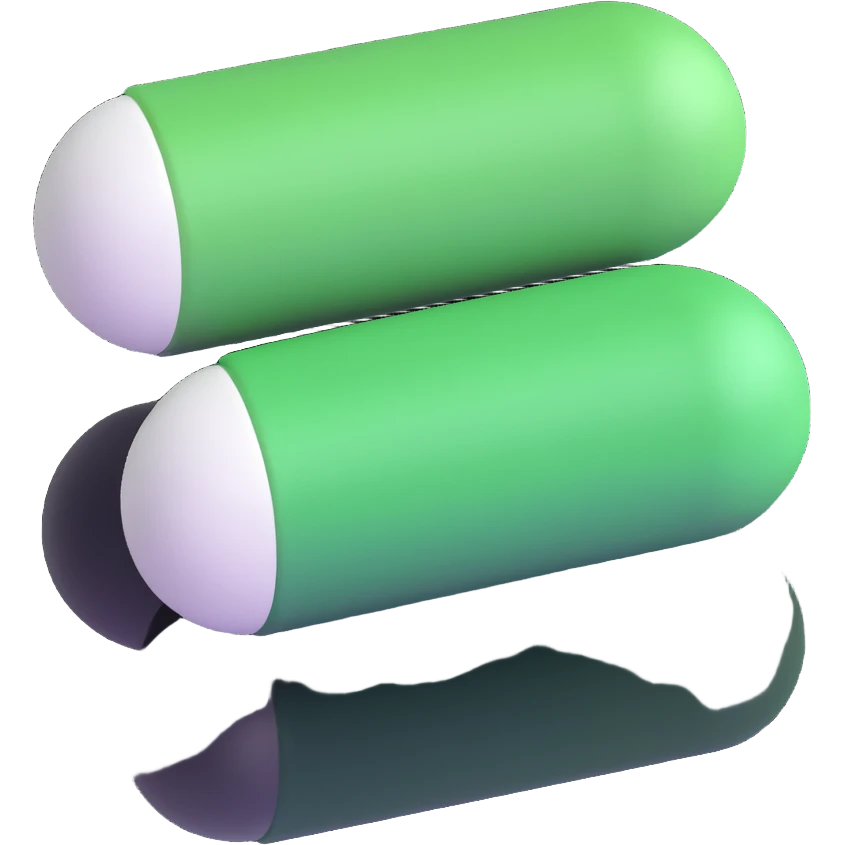 a two-tone pill, left side white, right side green, isolated on transparent background emoji
