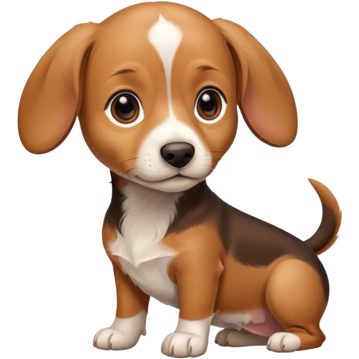 Mix breed puppy that is part dachshund beagle and chihuahua emoji