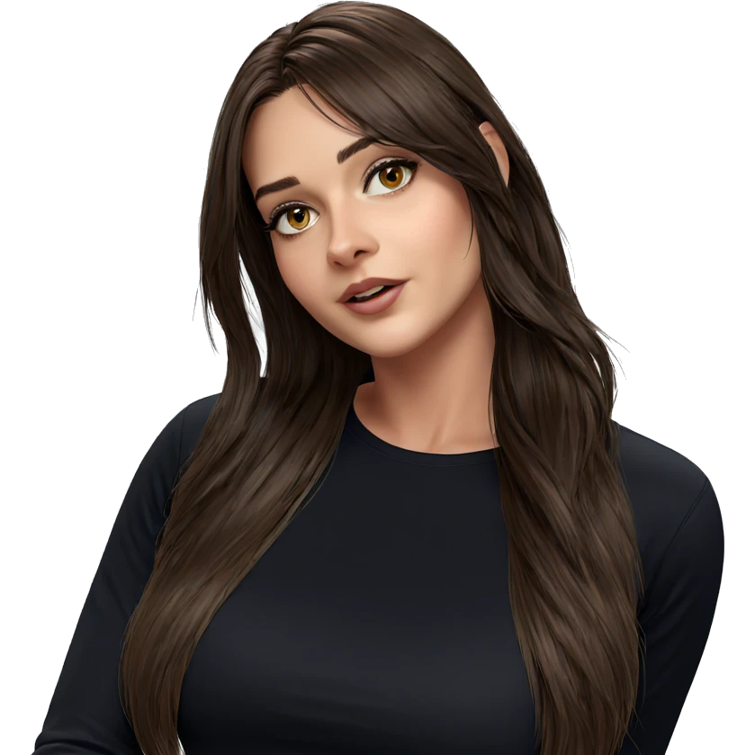 realistic girl with brown hair emoji