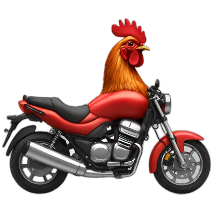 Coq sur une moto rouge emoji