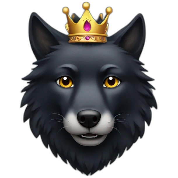 black wolf face with crown emoji