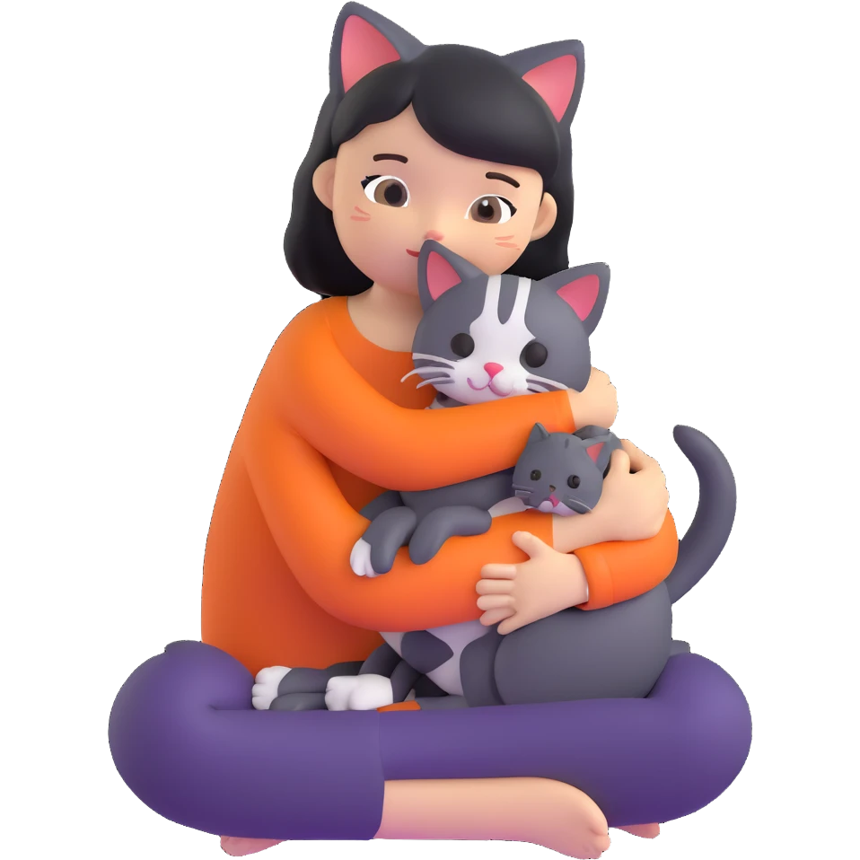 person hugging a cat emoji