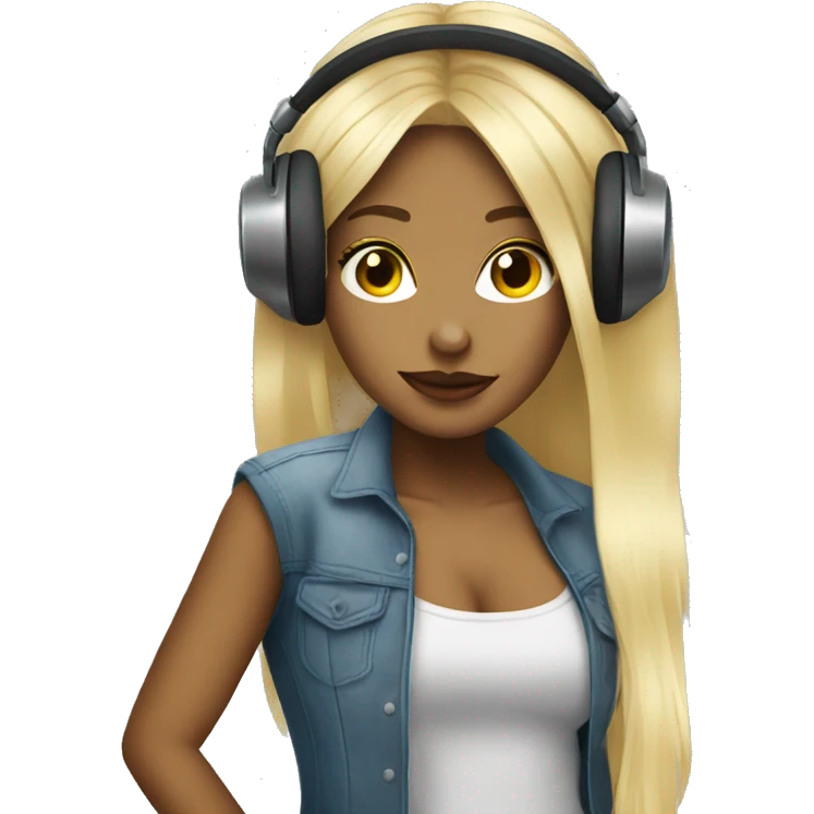 ugly girl with blonde dj emoji