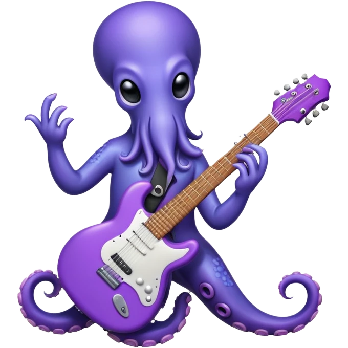 Blue octopus playing a purple guitar  emoji