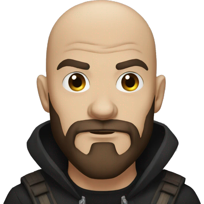 bald human rogue with brown beard and black hood angry emoji