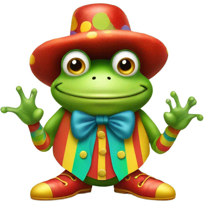 green frog dressed as a clown emoji