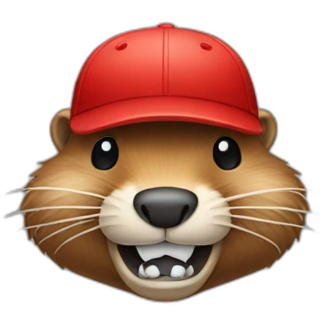 beaver with red baseball cap and two front teeth emoji