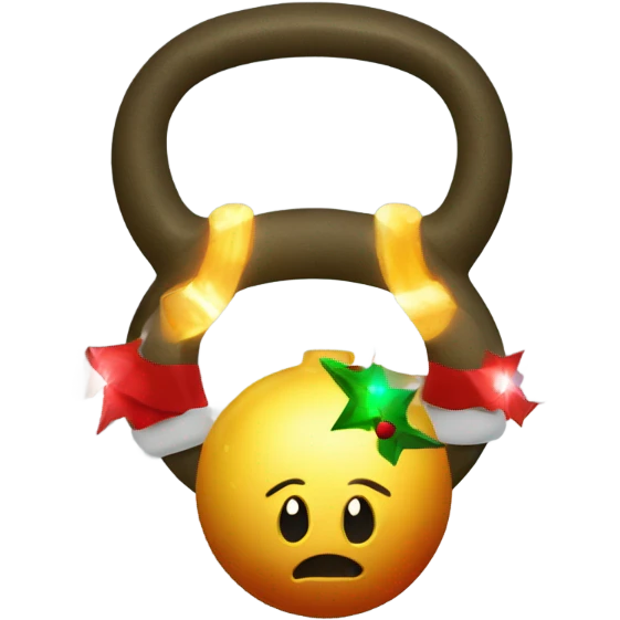 Christmas lights around  a kettlebell emoji