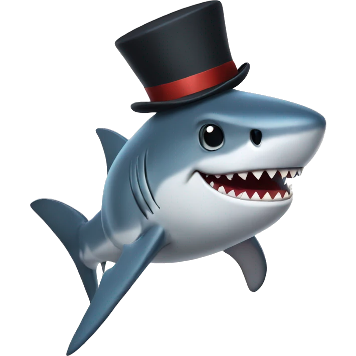 Shark with a top hat emoji