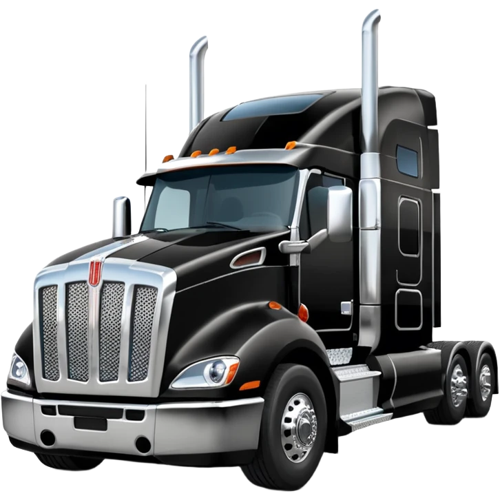 2026 Black Kenworth T680 Flat Top Semi Sleeper extended cab with stacks make realistic emoji