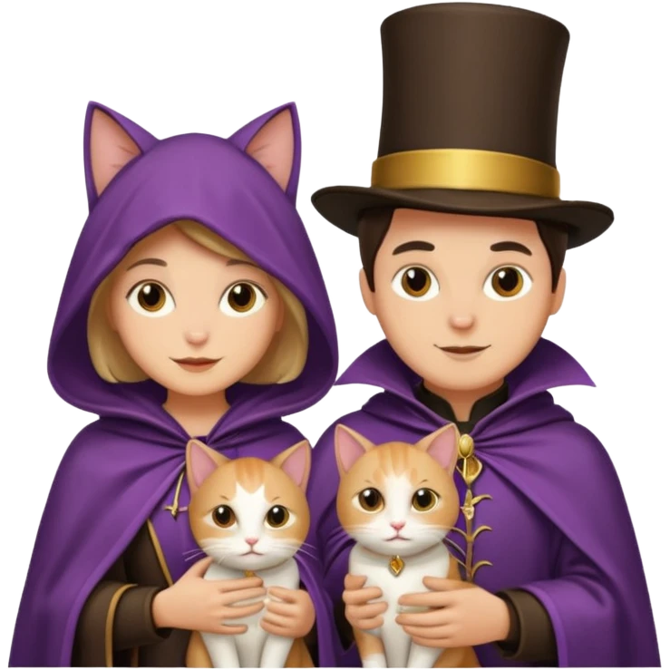 magician couple and their pet cat emoji