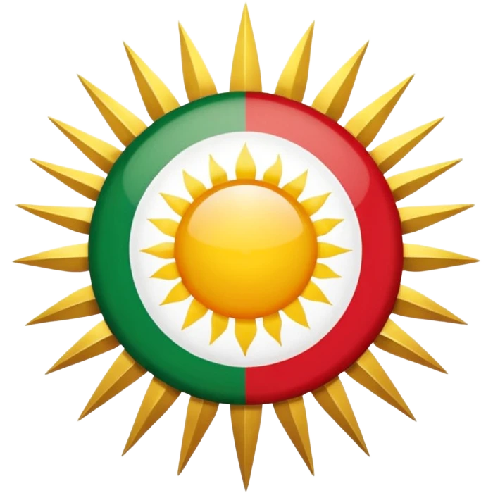 Make a kurdish vlag with a sun red up white in the middle and green under emoji